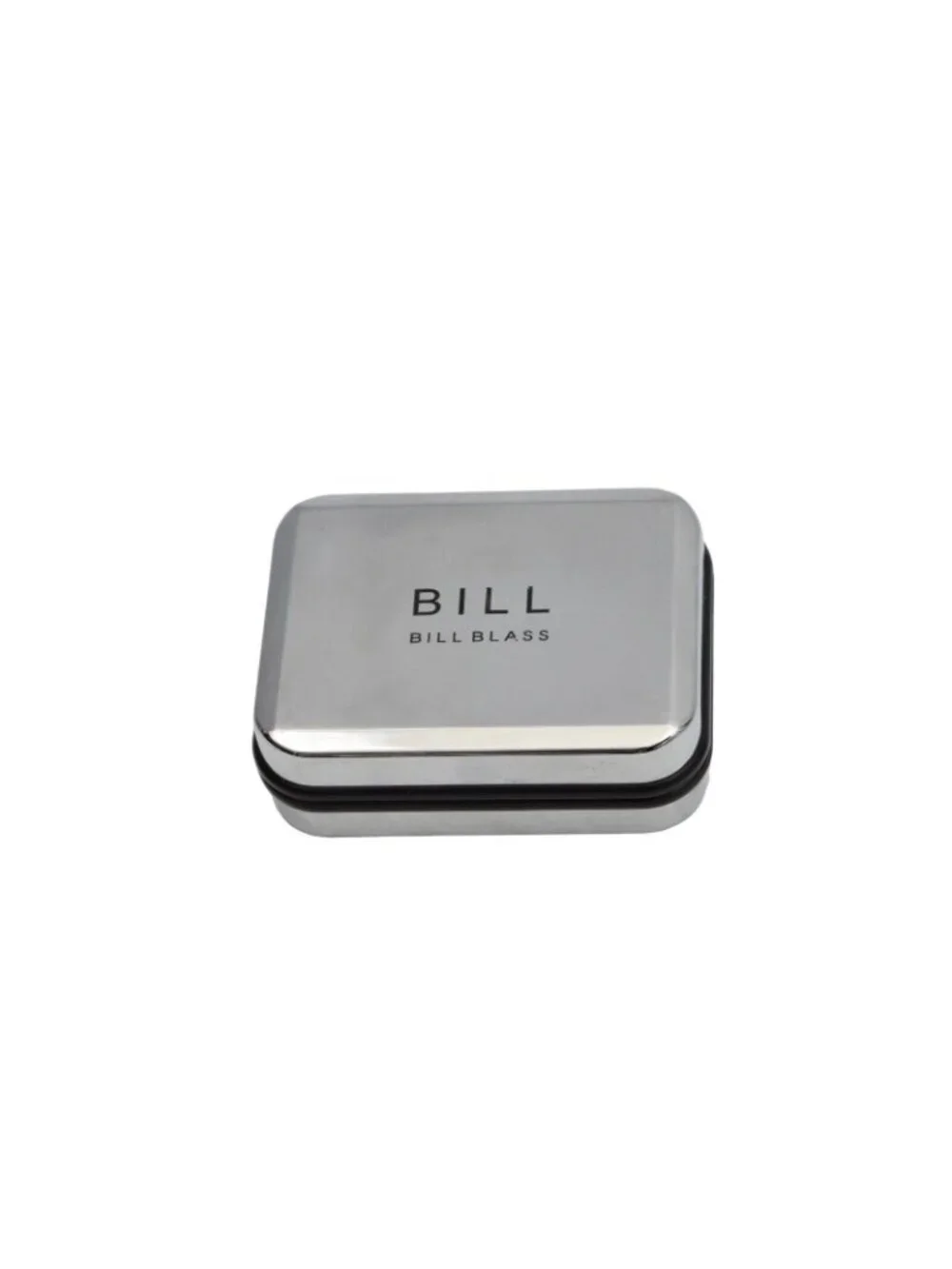 Bill Blass Cufflinks Silver Tone Rectangular With Black Strips in Case